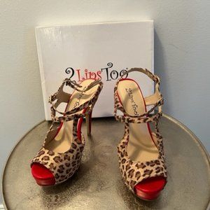 2 Lips TOO GAGA Leopard and Red Stiletto Pumps